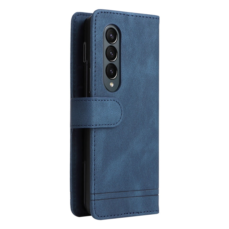 For Samsung Galaxy Z Fold4 5G Skin Feel Life Tree Metal Button Leather Phone Case