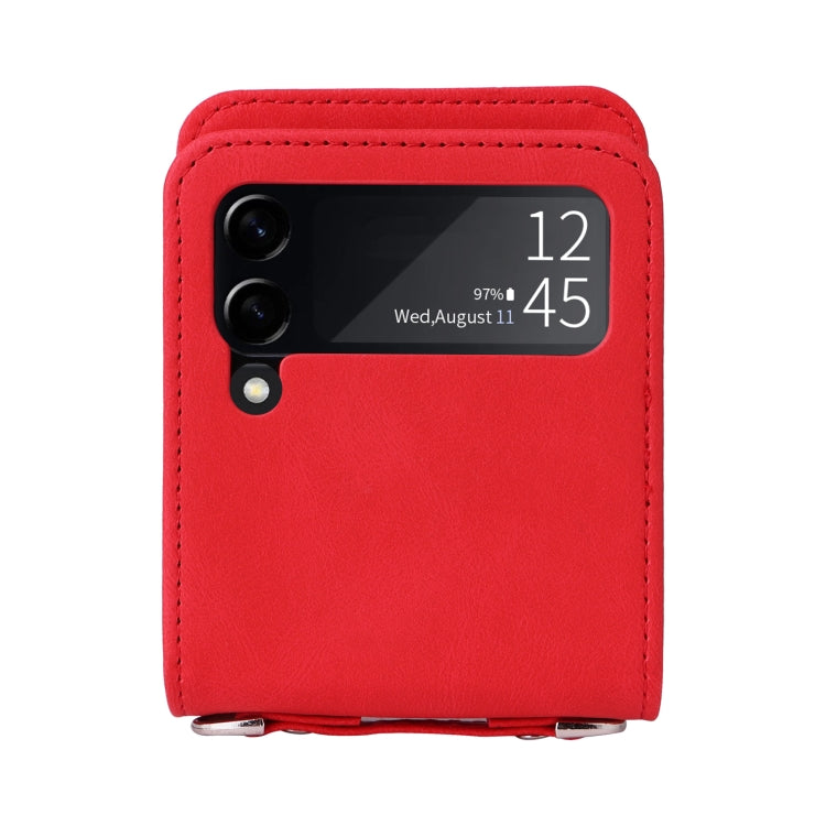 For Samsung Galaxy Z Flip3 5G Skin Feel Life Tree Metal Button Leather Phone Case