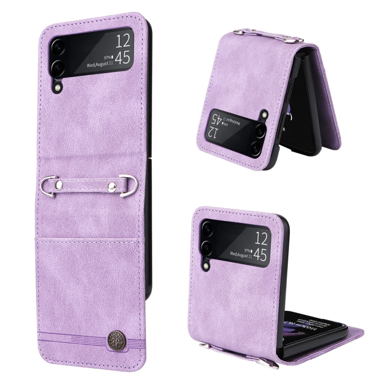 For Samsung Galaxy Z Flip3 5G Skin Feel Life Tree Metal Button Leather Phone Case