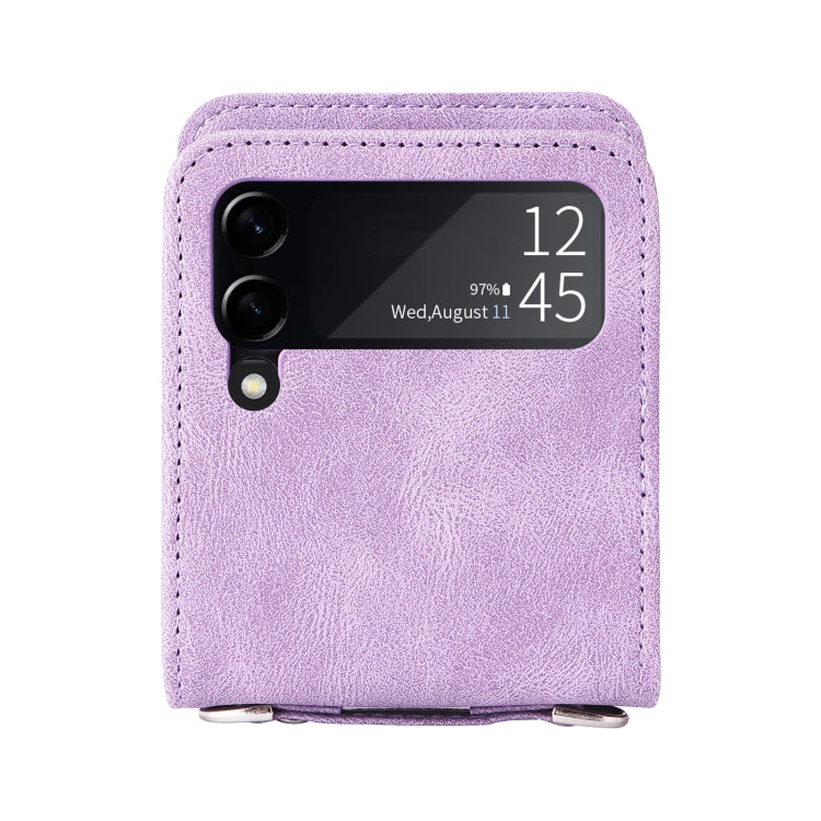 For Samsung Galaxy Z Flip3 5G Skin Feel Life Tree Metal Button Leather Phone Case