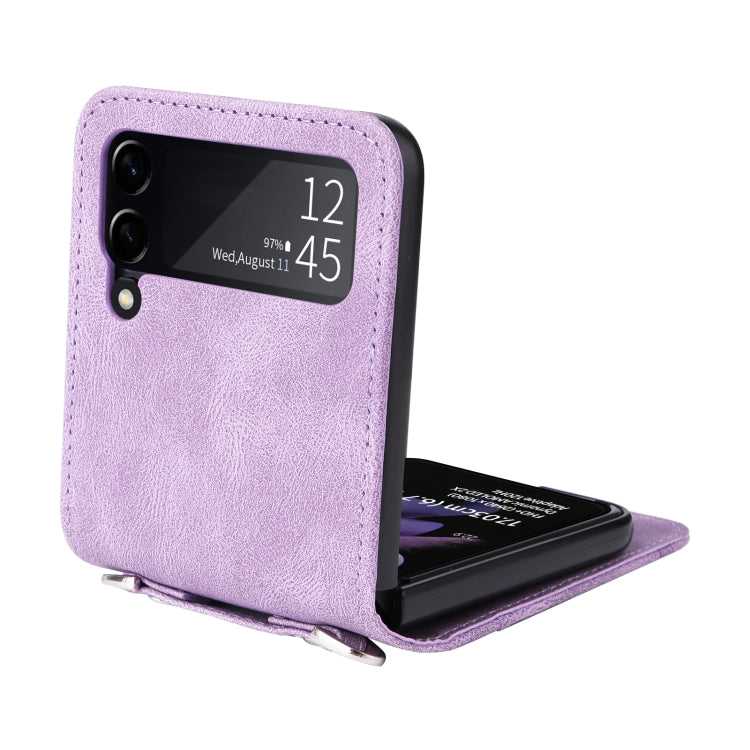 For Samsung Galaxy Z Flip3 5G Skin Feel Life Tree Metal Button Leather Phone Case