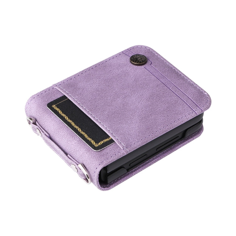 For Samsung Galaxy Z Flip3 5G Skin Feel Life Tree Metal Button Leather Phone Case