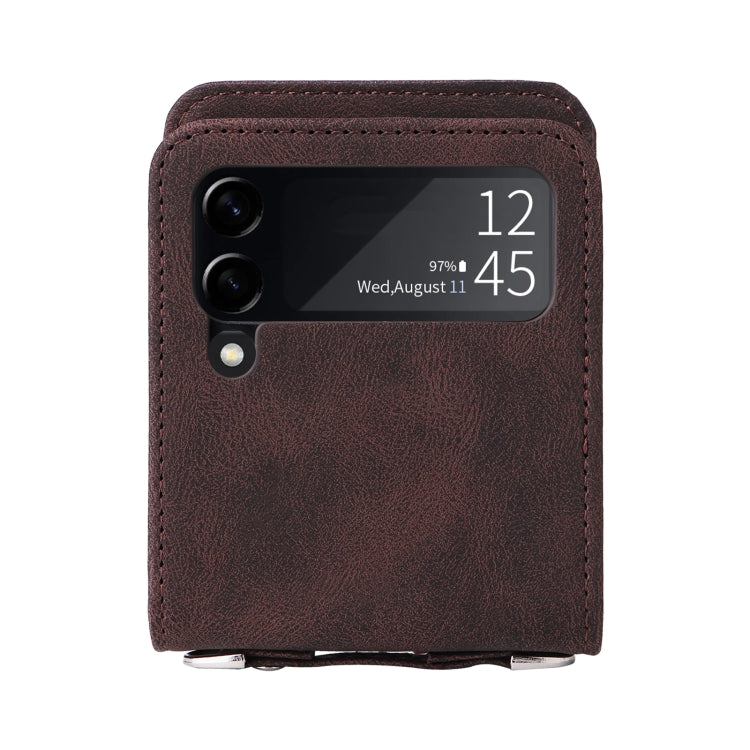 For Samsung Galaxy Z Flip3 5G Skin Feel Life Tree Metal Button Leather Phone Case
