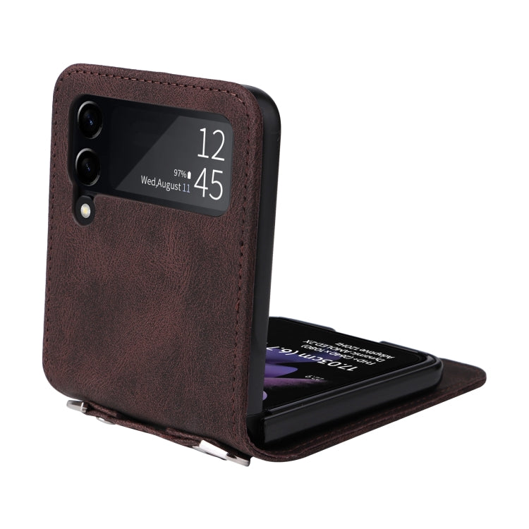 For Samsung Galaxy Z Flip3 5G Skin Feel Life Tree Metal Button Leather Phone Case