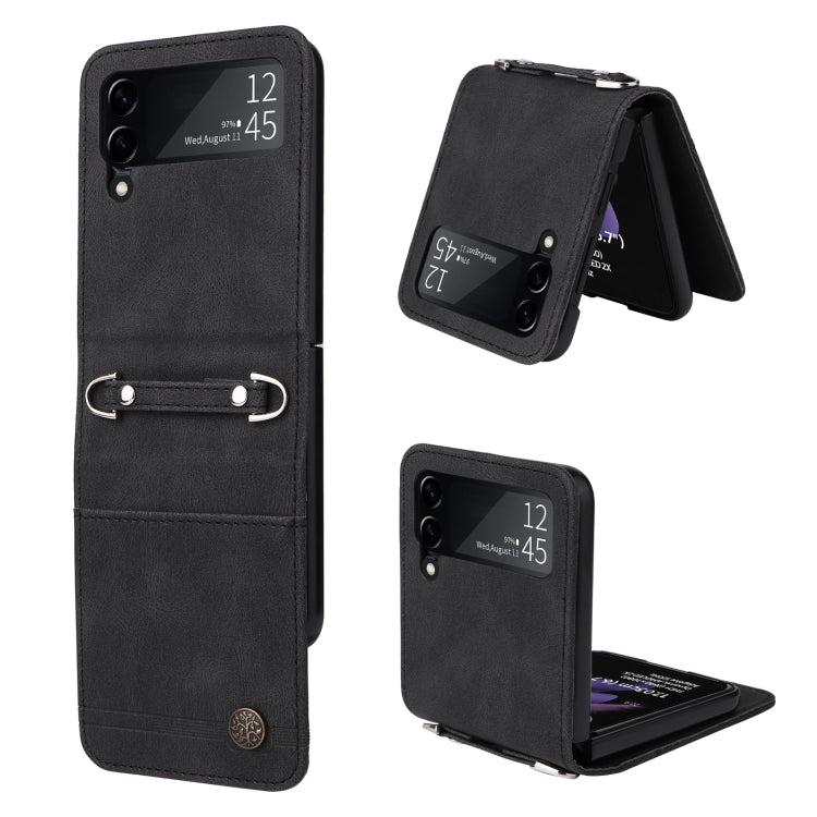 For Samsung Galaxy Z Flip3 5G Skin Feel Life Tree Metal Button Leather Phone Case