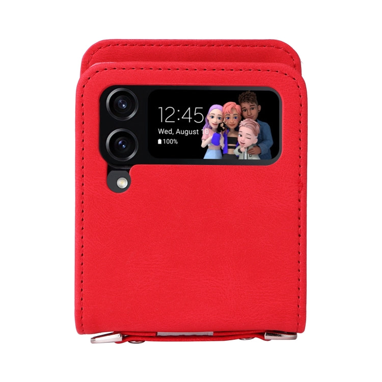 For Samsung Galaxy Z Flip4 5G Skin Feel Life Tree Metal Button Leather Phone Case