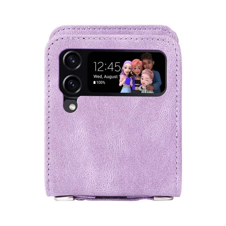 For Samsung Galaxy Z Flip4 5G Skin Feel Life Tree Metal Button Leather Phone Case