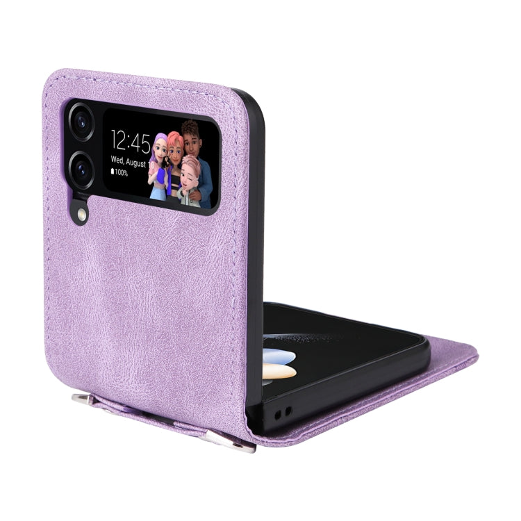 For Samsung Galaxy Z Flip4 5G Skin Feel Life Tree Metal Button Leather Phone Case