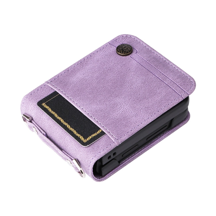 For Samsung Galaxy Z Flip4 5G Skin Feel Life Tree Metal Button Leather Phone Case