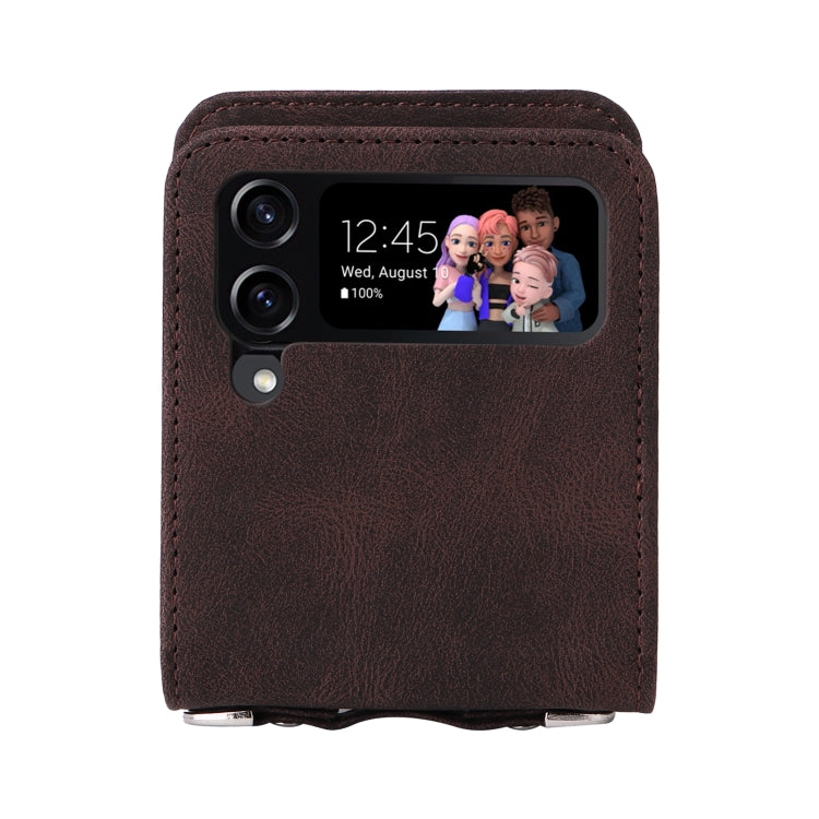 For Samsung Galaxy Z Flip4 5G Skin Feel Life Tree Metal Button Leather Phone Case