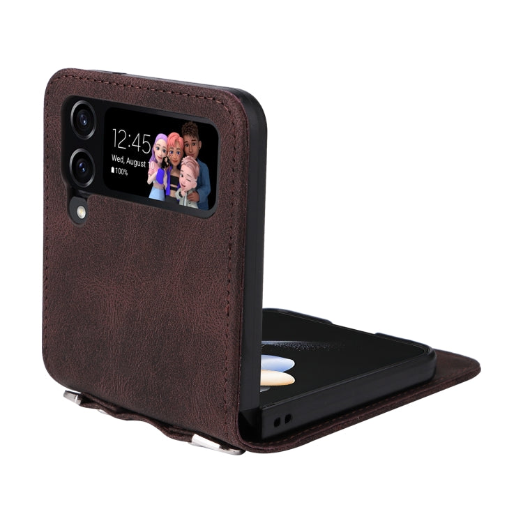 For Samsung Galaxy Z Flip4 5G Skin Feel Life Tree Metal Button Leather Phone Case