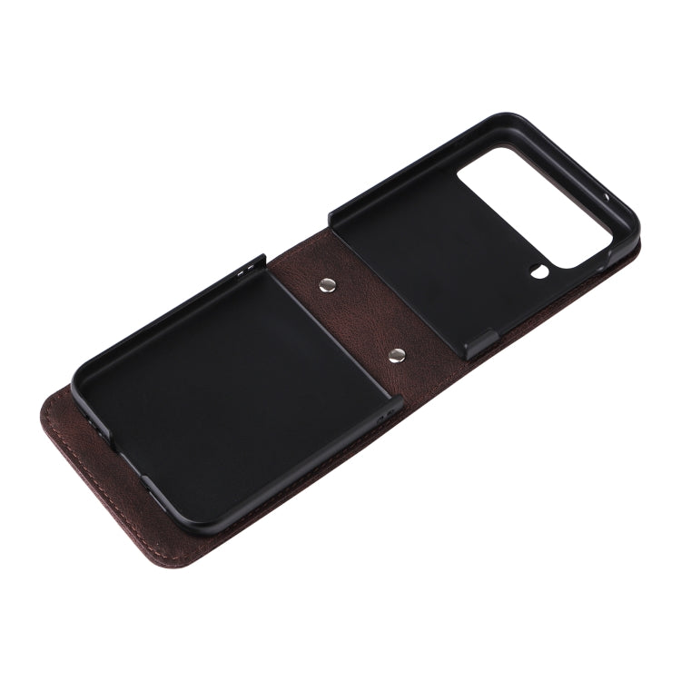 For Samsung Galaxy Z Flip4 5G Skin Feel Life Tree Metal Button Leather Phone Case