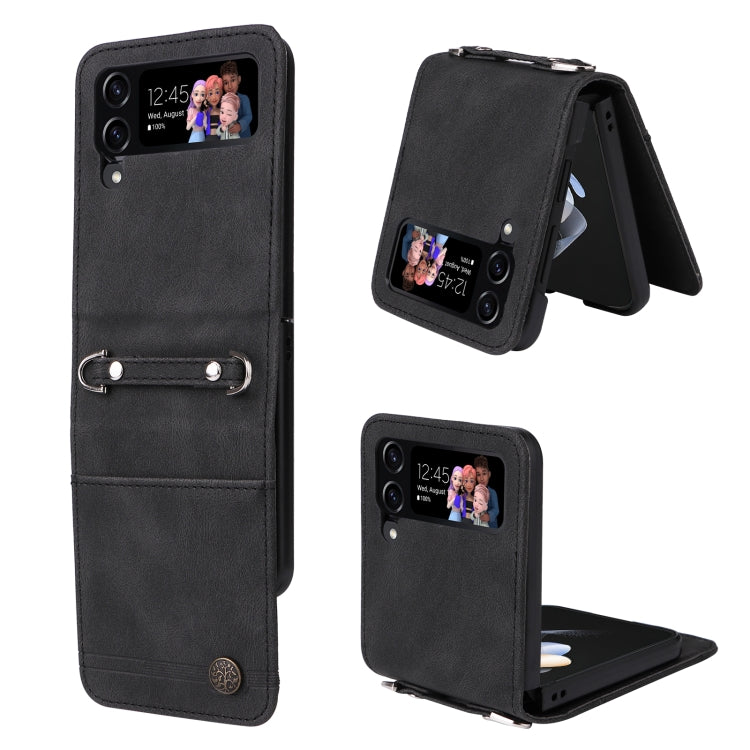 For Samsung Galaxy Z Flip4 5G Skin Feel Life Tree Metal Button Leather Phone Case