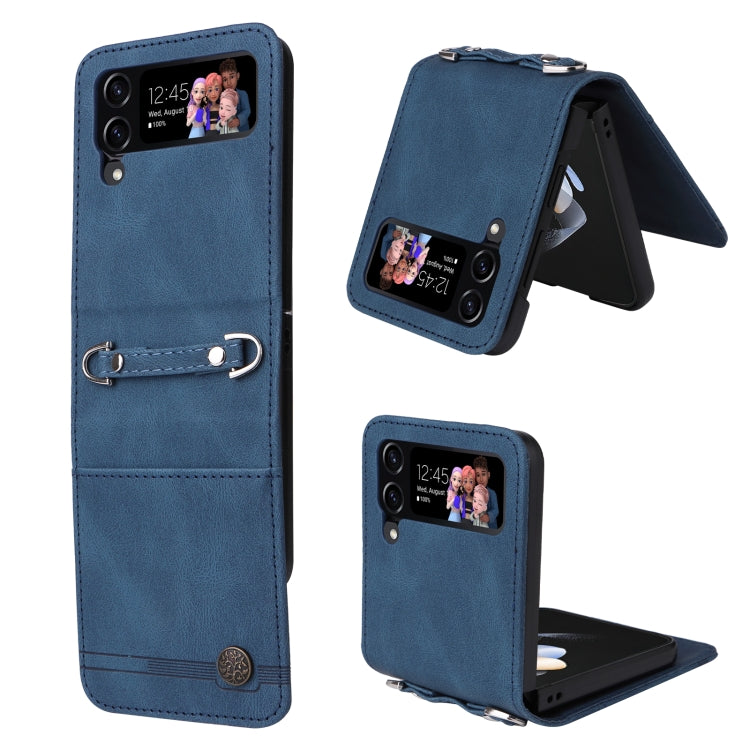 For Samsung Galaxy Z Flip4 5G Skin Feel Life Tree Metal Button Leather Phone Case