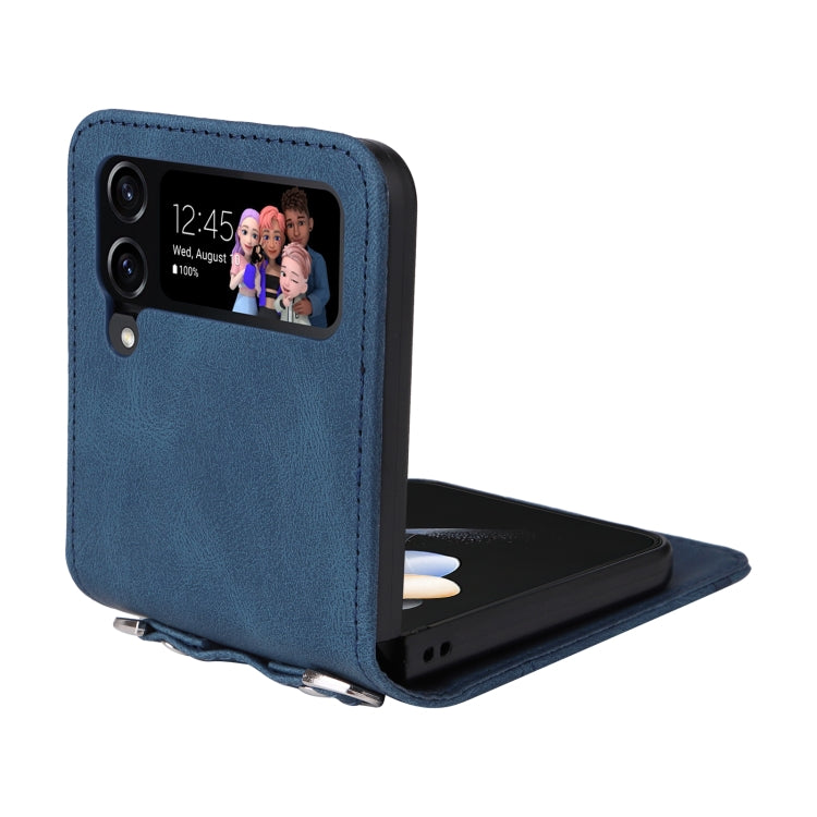 For Samsung Galaxy Z Flip4 5G Skin Feel Life Tree Metal Button Leather Phone Case