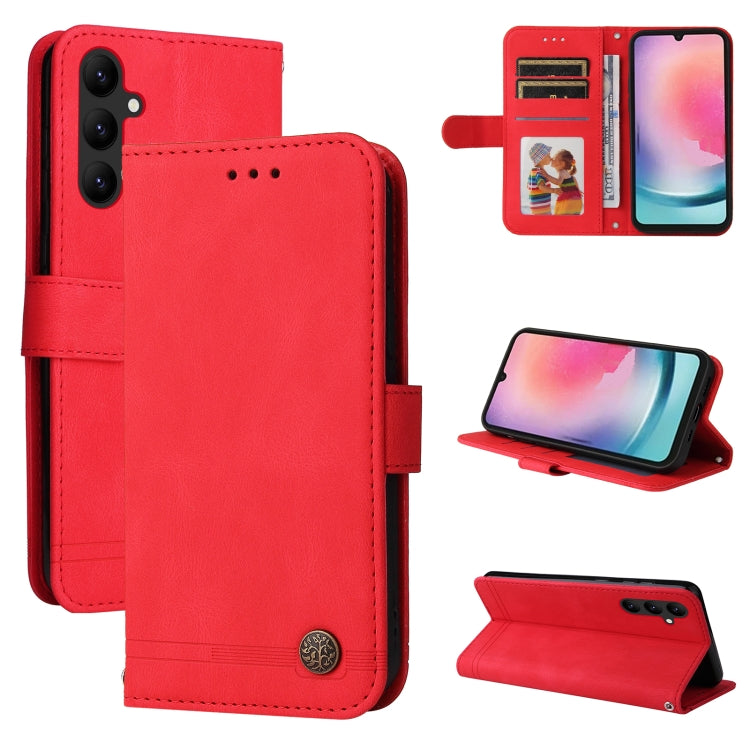For Samsung Galaxy A24 4G Skin Feel Life Tree Metal Button Leather Phone Case