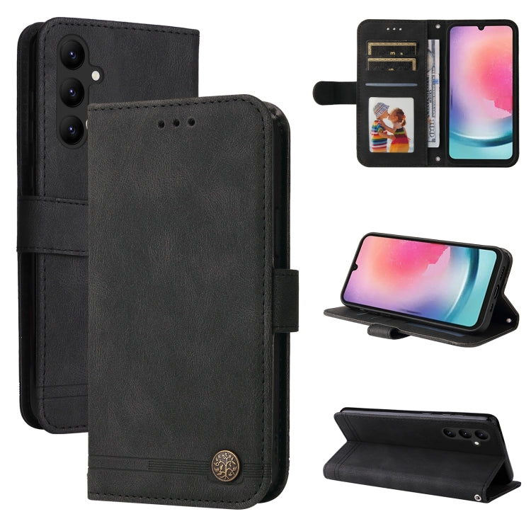 For Samsung Galaxy A24 4G Skin Feel Life Tree Metal Button Leather Phone Case