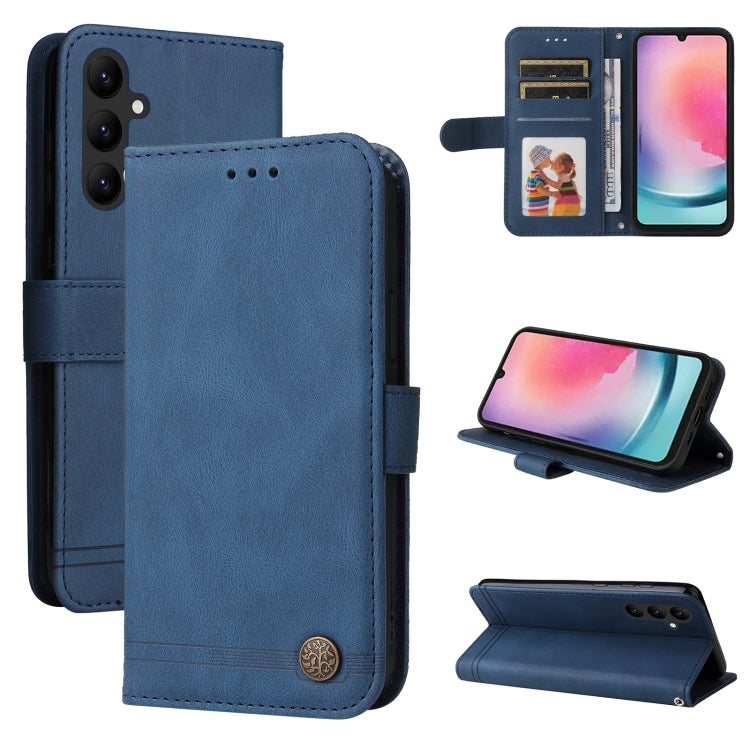 For Samsung Galaxy A24 4G Skin Feel Life Tree Metal Button Leather Phone Case