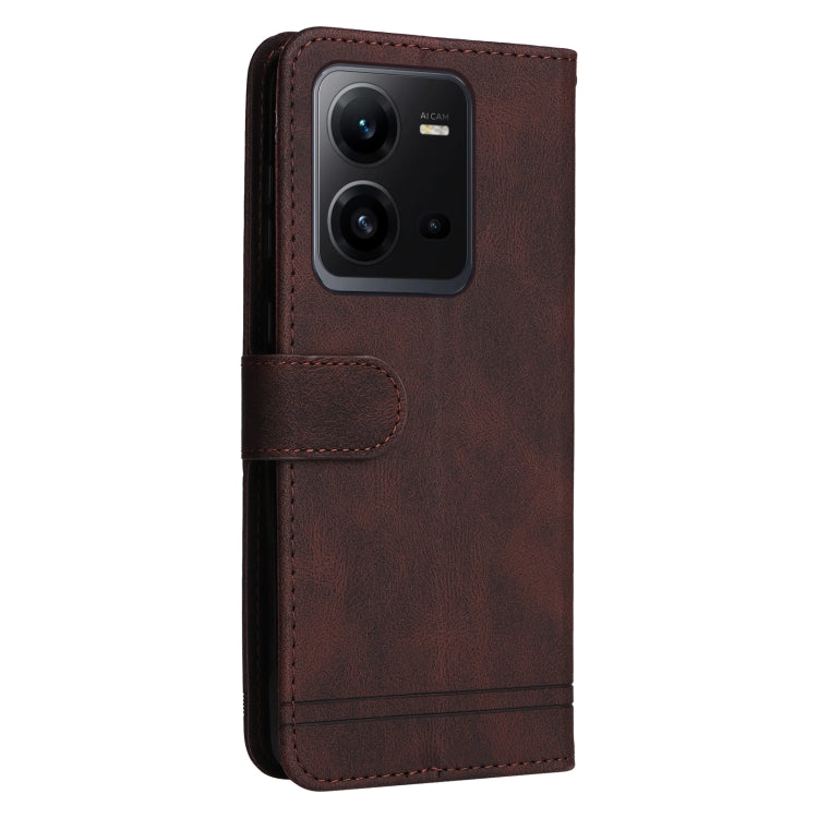 For vivo V25 5G/V25e 4G Skin Feel Life Tree Metal Button Leather Phone Case
