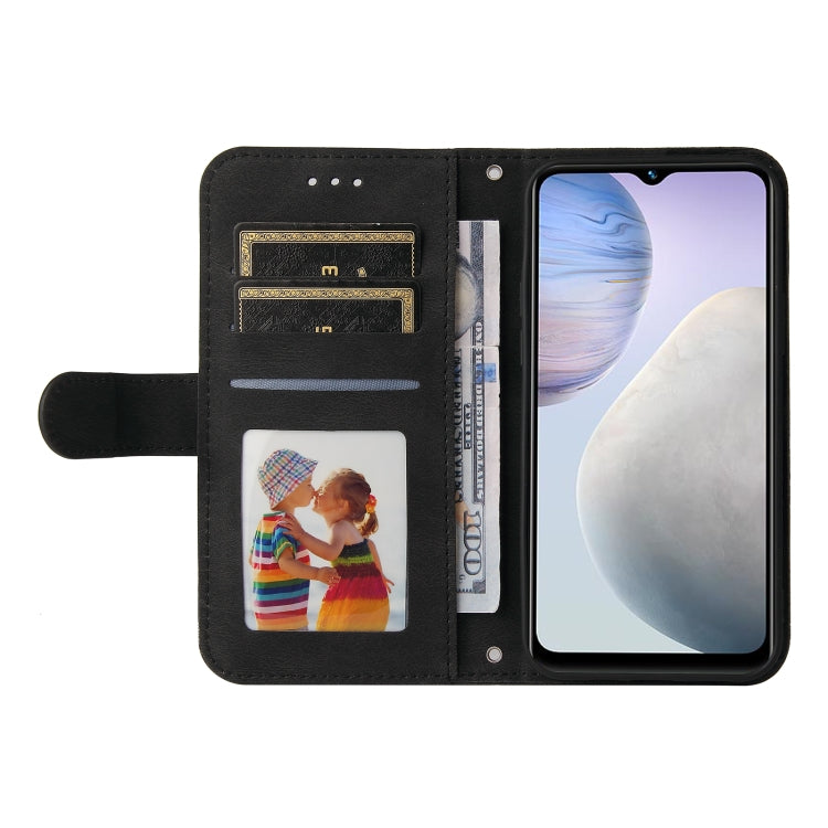 For vivo Y02 4G Skin Feel Life Tree Metal Button Leather Phone Case