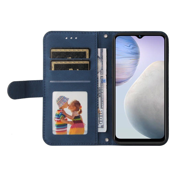 For vivo Y02 4G Skin Feel Life Tree Metal Button Leather Phone Case