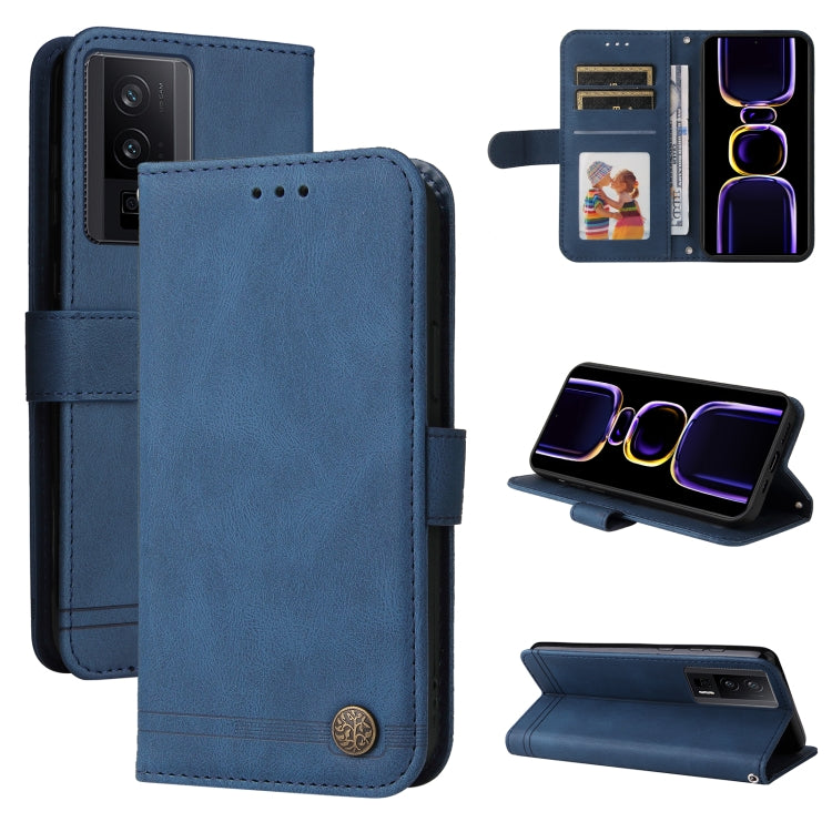 For Xiaomi Redmi K60/K60 Pro Skin Feel Life Tree Metal Button Leather Phone Case