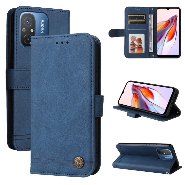 For Xiaomi Redmi 11A 4G/12C Skin Feel Life Tree Metal Button Leather Phone Case