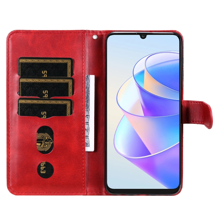 For Honor X7a Calf Texture Zipper Leather Phone Case