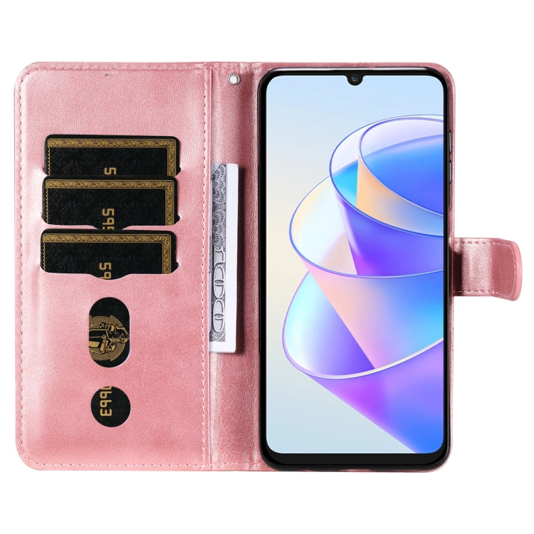 For Honor X7a Calf Texture Zipper Leather Phone Case