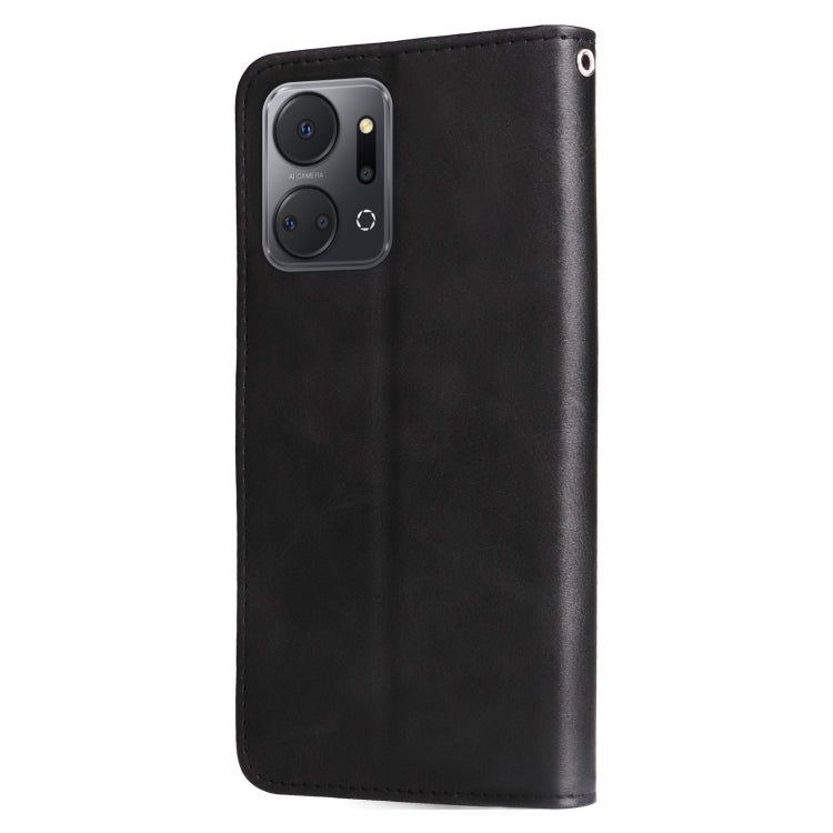 For Honor X7a Calf Texture Zipper Leather Phone Case