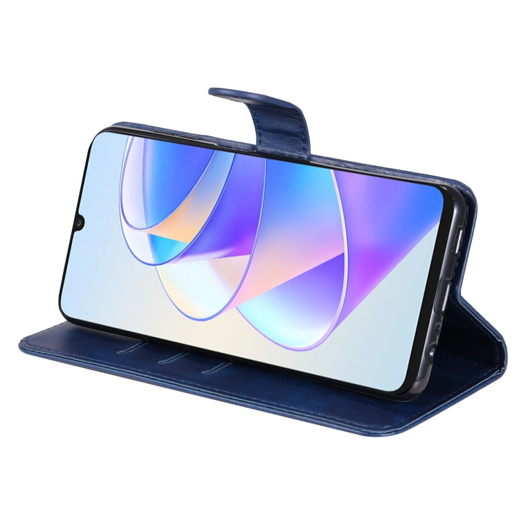 For Honor X7a Calf Texture Zipper Leather Phone Case