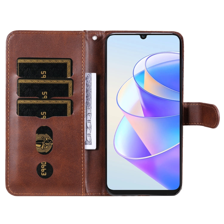 For Honor X7a Calf Texture Zipper Leather Phone Case