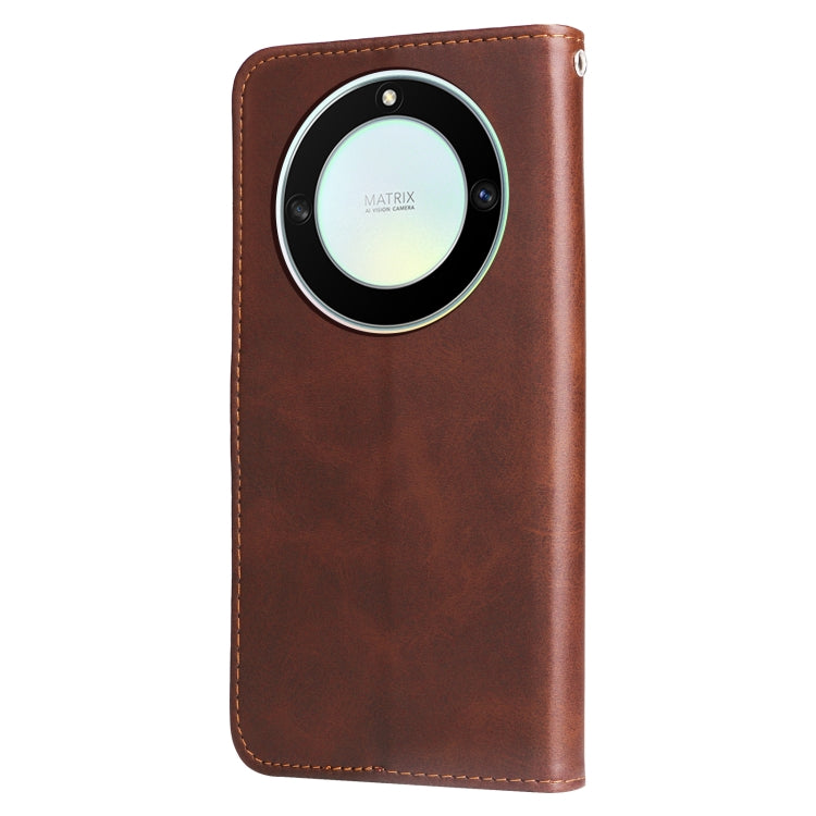 For Honor X9a/X40 5G/Magic5 Lite Calf Texture Zipper Leather Phone Case