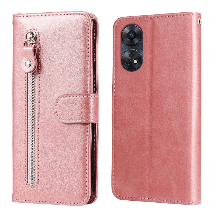 For OPPO Reno8 T 4G Calf Texture Zipper Leather Phone Case