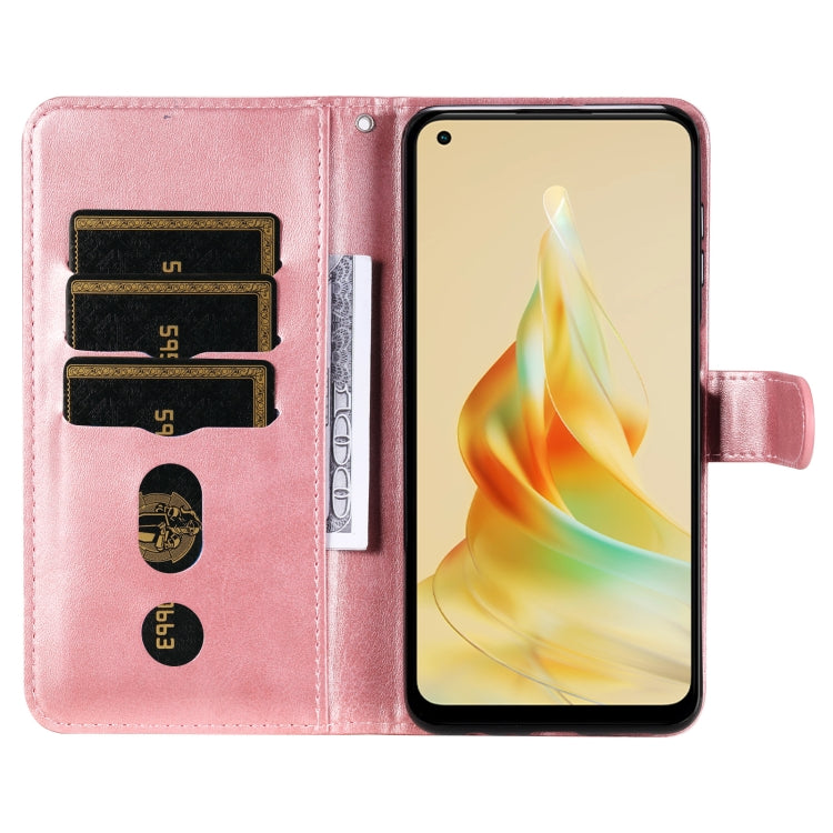 For OPPO Reno8 T 4G Calf Texture Zipper Leather Phone Case