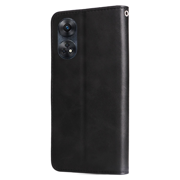 For OPPO Reno8 T 4G Calf Texture Zipper Leather Phone Case