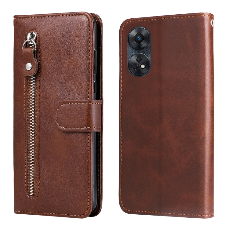 For OPPO Reno8 T 4G Calf Texture Zipper Leather Phone Case