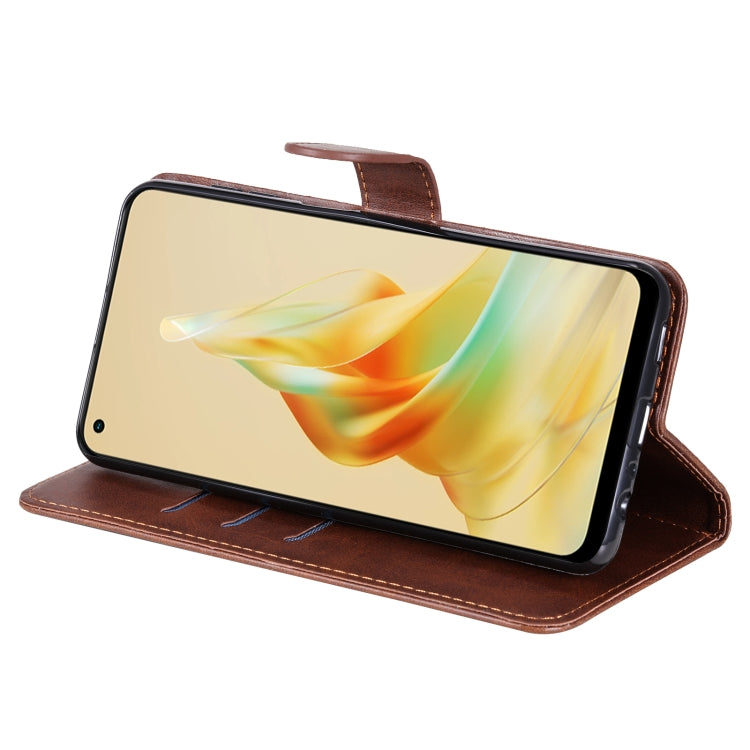 For OPPO Reno8 T 4G Calf Texture Zipper Leather Phone Case