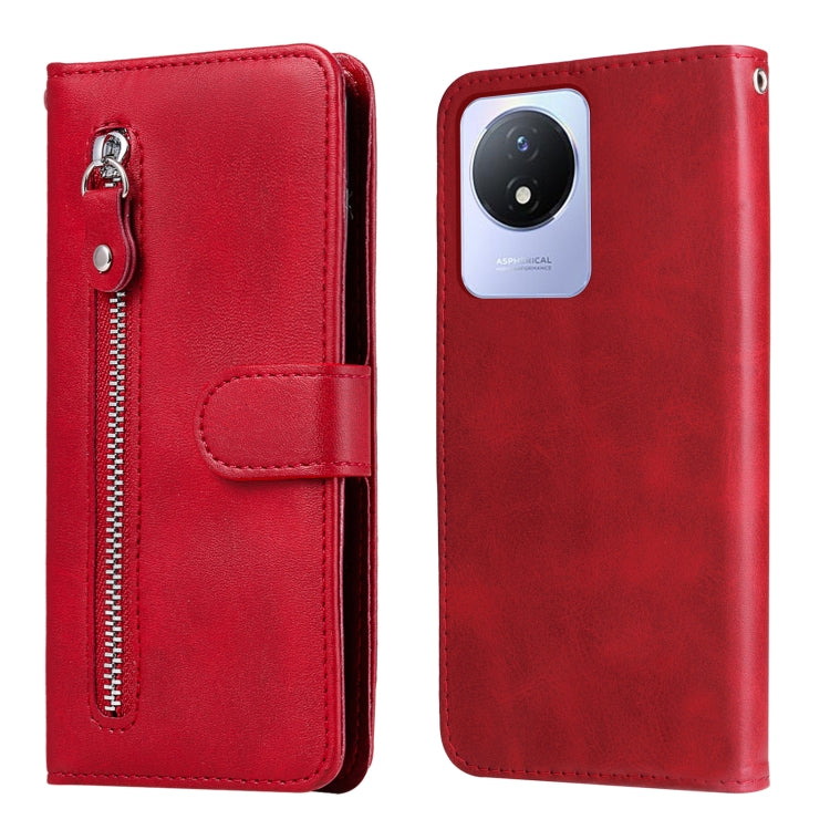 For vivo Y02 4G Calf Texture Zipper Leather Phone Case