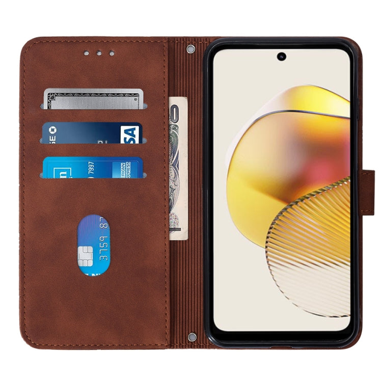 For Motorola Moto G73 Crossbody 3D Embossed Flip Leather Phone Case