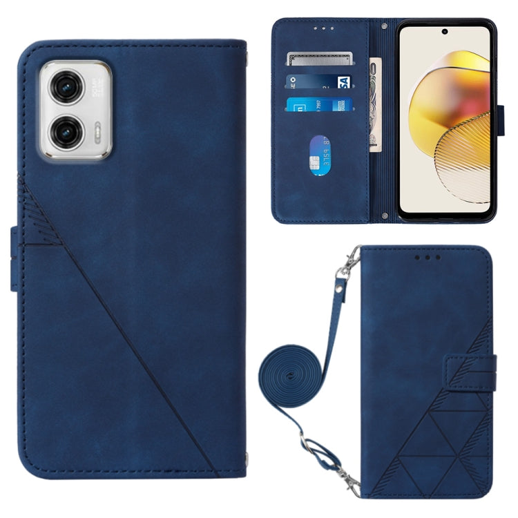 For Motorola Moto G73 Crossbody 3D Embossed Flip Leather Phone Case