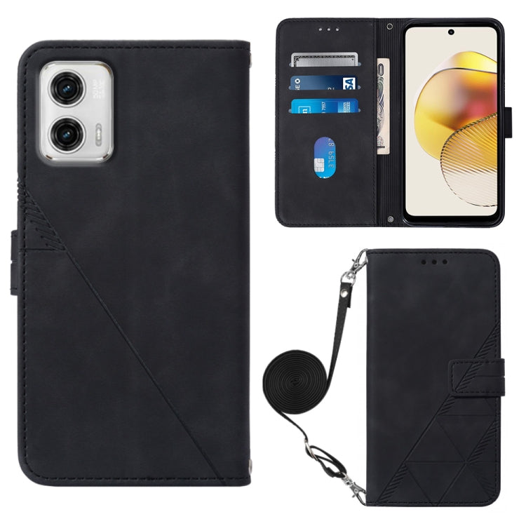 For Motorola Moto G73 Crossbody 3D Embossed Flip Leather Phone Case