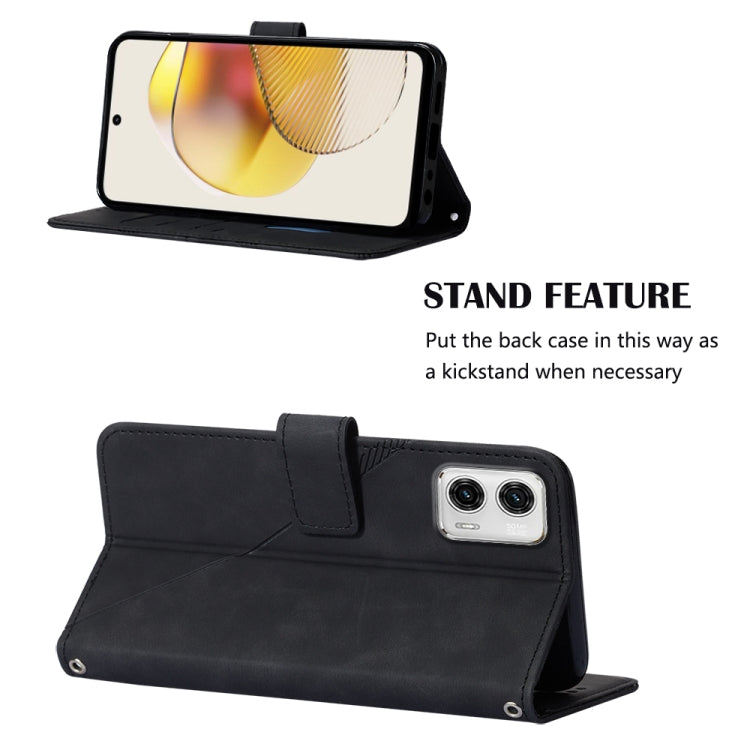 For Motorola Moto G73 Crossbody 3D Embossed Flip Leather Phone Case