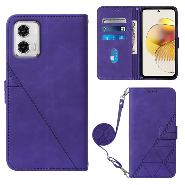 For Motorola Moto G73 Crossbody 3D Embossed Flip Leather Phone Case