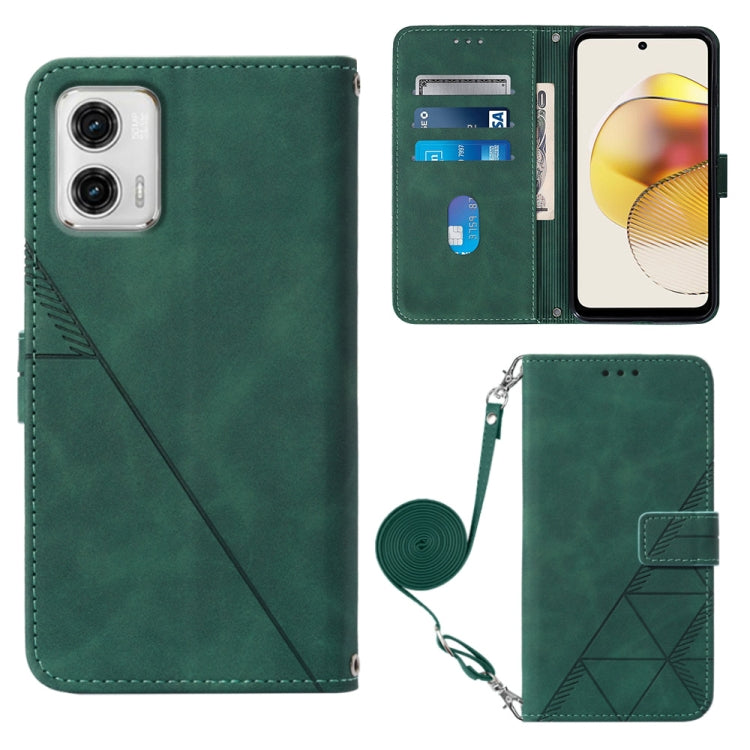For Motorola Moto G73 Crossbody 3D Embossed Flip Leather Phone Case