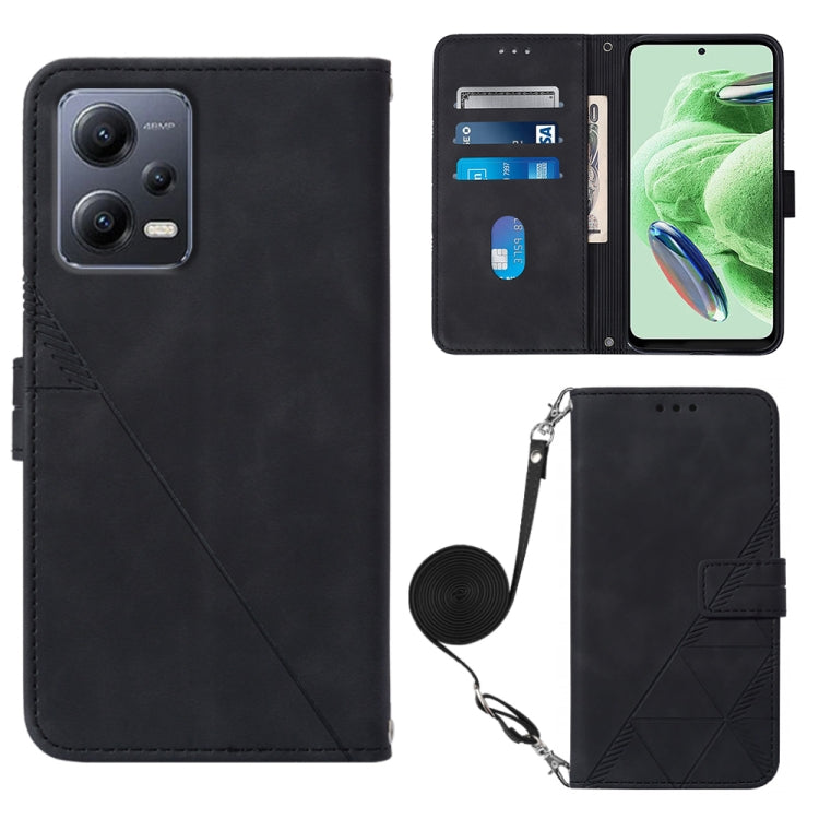 For Xiaomi Redmi Note 12 Global Crossbody 3D Embossed Flip Leather Phone Case