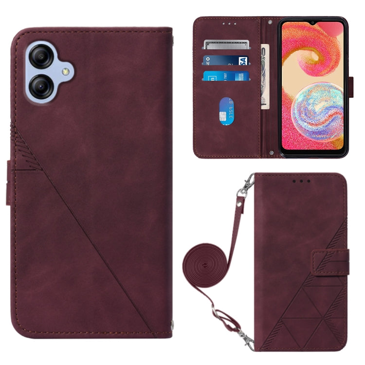 For Samsung Galaxy A04e Crossbody 3D Embossed Flip Leather Phone Case