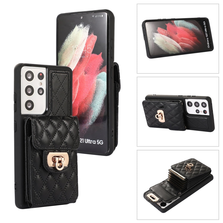 For Samsung Galaxy S21 Ultra 5G Card Slot Leather Phone Case