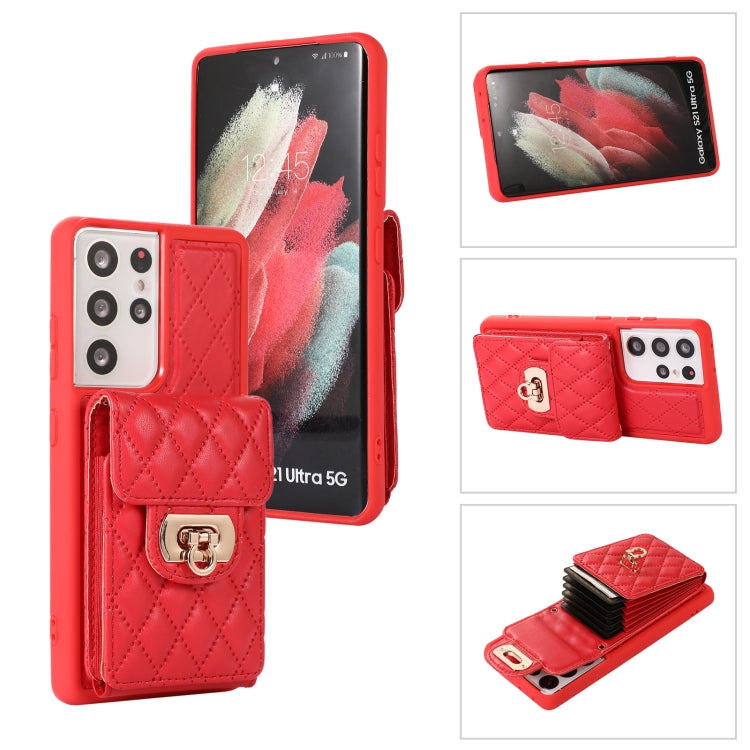 For Samsung Galaxy S21 Ultra 5G Card Slot Leather Phone Case