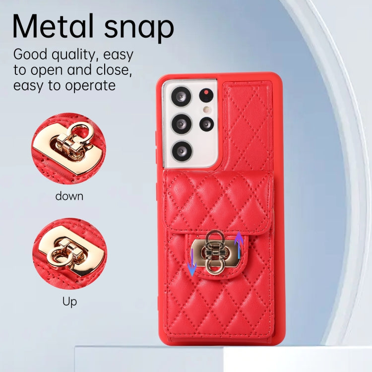 For Samsung Galaxy S21 Ultra 5G Card Slot Leather Phone Case